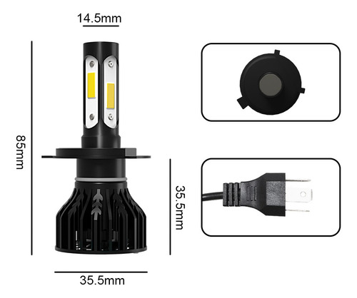 Kit De Faros Led H4 De 6000 K, Luz Alta Y Baja, Color Blanco