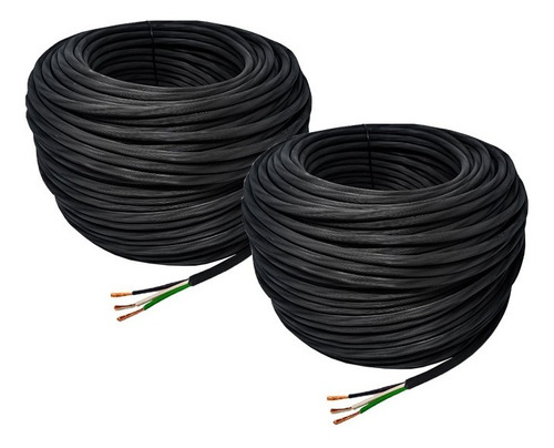 Cable Electrico Cca Uso Rudo Konect 3x12 100 M Negro 2 Pzs