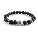 Pulsera Piedra Lava Volcanica Negra Buda Moda Hombre 2020