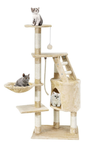 Mueble Rascador Para Gatos Uñas 125cm Casa Hamaca Escalera