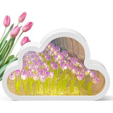 Lámpara De Tulipan Rosa Tipo Nube Con Espejo Armable 