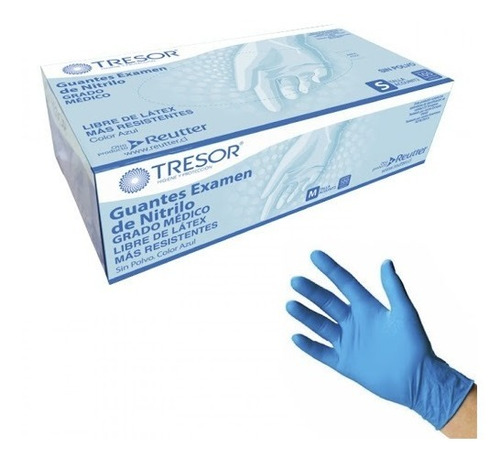 Guantes Examen Nitrilo Tresor Grado Medico Tallas Caja 100