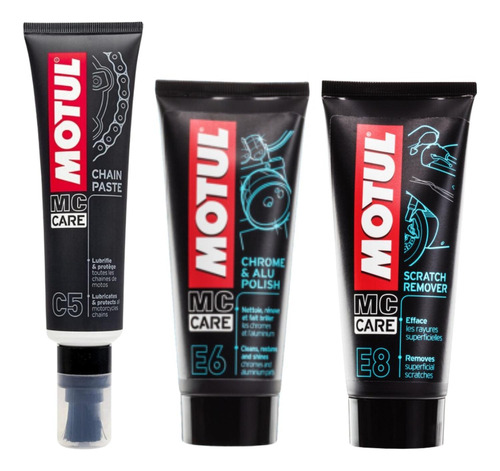 Removedor Rayones Motul E8 + Brillador Cromo + Motul C5