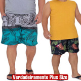 Shorts Bermuda Estampada Plus Size Verão Praia Piscina Moda