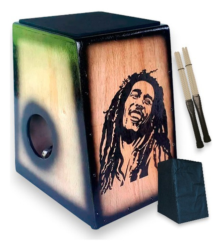 Cajón/carron Elétrico Bob Marley + Sleep + 2 Vassourinhas
