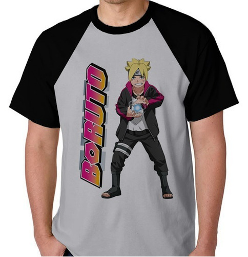 Camiseta Raglan Boruto Naruto Camisa Blusa Anime Unissex Lol