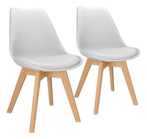 2x Cadeira Charles Eames Leda Design Wood Estofada Base Made