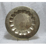 Antiguo Gran Plato Decorativo Bronce Cincelado 33cm P Colgar