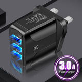 Cargador Rápido Uk Qc 3.0, Conector Usb De 3 A, Tres Puertos