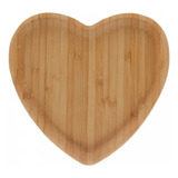 Bandeja De Bambu Heart Coração 17cm Marrom Multiuso Lyor