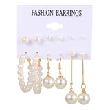 Set De Pendientes De Perlas Para Mujer Chapados En Oro Plate