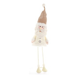 Boneco Papai Noel Branco E Bege 54cm Com Pés De Metal