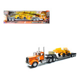 Tráiler Kenworth W900 Lowboy Maquinaria New Ray Escala 1/32