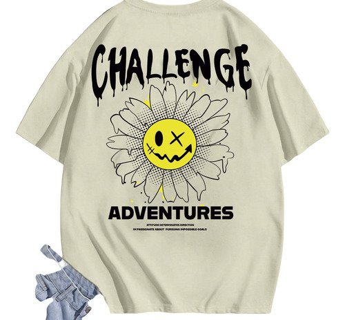 Camiseta Aesthetic Oversized Challenge Flores Streetwear