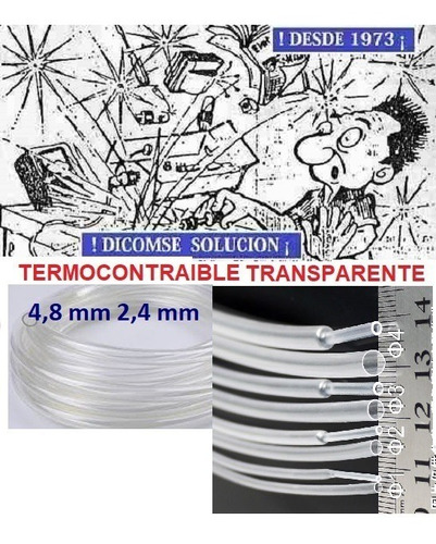 Tubo Termocontraible Transparente Espagueti 4,8 Mm  X 10 Mtr