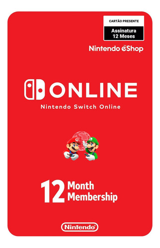 Nintendo Switch Online 12 Meses Brasil Gift Card Assinatura