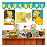 Topo Bolo Homer Simpson Kit Decoração Monta Facil Festa Casa