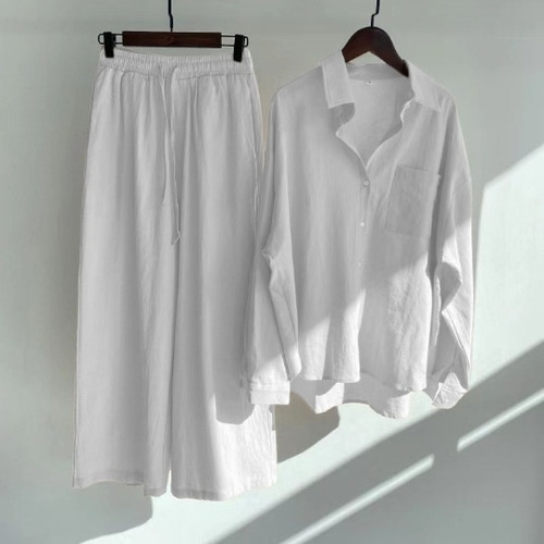 L Conjunto De Camisa Y Pantalón De Lino Y Algodón For Mujer