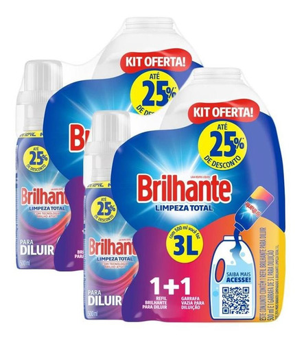 Kit 2 Garrafa Para Diluição + 2 Lava Roupas Brilhante 500ml