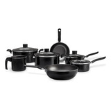 Set Bateria Cocina Olla Sarten 7 Piezas Brinox Antiadherente Color Negro