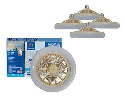 Paquete Lampara Led Ventilador Techo Luz Blanca Socket 4 Pzs