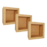 Trio Nicho Duplo Quadrado 32x32x20 Mdf Cru Madeira