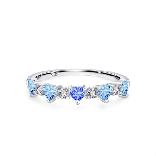 Anillo Plata 925 Churumbela Topacio Azul Cielo Corazón Dama | Envío gratis
