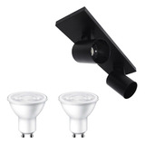 Kit Apliqué Cielo/muro Led Studio Doble + 2 Amp Gu10 L/cda