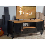 Mesa Rack Tv Industrial Madera Hierro 1,6 Mts Tracce Muebles