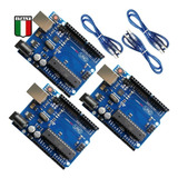 Kit 3x Italy Para Arduino Uno R3 Mega328p Atmega16u2 + Usb