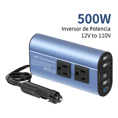 500w Inversor De Corriente Auto Para 12v-110v, 2 Ac Y 4 Usb | MercadoLibre
