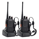 Kit X 2 Handy Baofeng Radio Walkie Talkie Bf888s 16ch Uhf + Auricular Manos Libres Bandas De Frecuencia 16 Color Negro