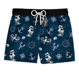 Short Praia Masculino Estampa Mauricinho Marinha 0056