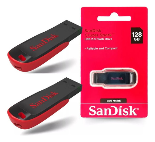 Memória Pendrive 128gb Cruzer Blade Usb 2.0 Sandisk 2 Uni