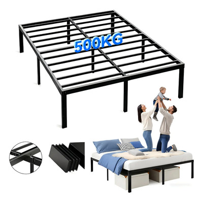 VIVANIDO Base Cama Matrimonial Espacio De Almacenamiento Debajo De La Cama, Hierro Metálico Camasfácil De Montar, Con Gran Capacidad De Carga L191*W137cm*H36cm Marco De Cama Tamaño | Envío gratis