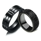 Anillos De Pareja Novios Par Zirconias Negras Naturales