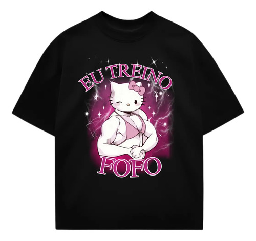 Camiseta Basica Eu Treino Fofo Hello Kitty Gym Meme Academia