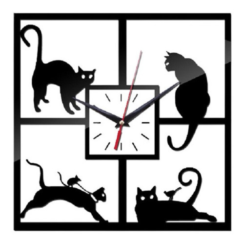 Reloj De Pared Gato Silencioso, Pila Incluida!!!
