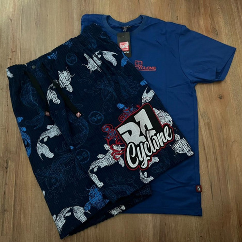 Bermuda Cyclone Azul Carpa + Camiseta Cyclone Top 