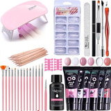 42pc/set De Extensión De Uñas De Poligel + Lámpara Uv/led