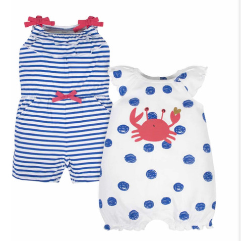 Body Niña Set X 2 Romper Bebe Enterizo Marca Gerber Algodon 