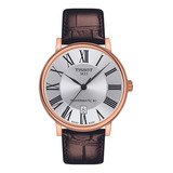 Reloj Hombre Tissot T122.407.36.033.00 Carson Premium Color De La Correa Marrón Color Del Bisel Rosa Color Del Fondo Plateado