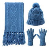 Agool Bufanda Gorro Guantes Conjunto Mujer - Pom Beanie Cáli