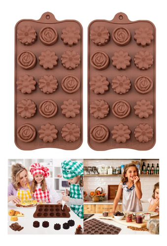 Pack X2 Moldes Chocolate Chocolateria Molde Desmontable Flor