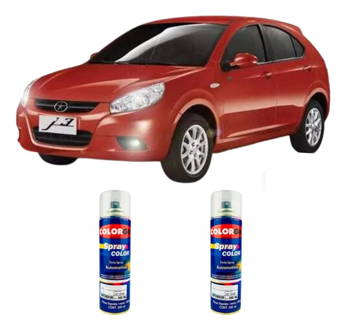 Tinta Spray Automotiva Jac Vermelho Rubi Perol+ Verniz 300ml