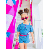 Roupa Conjunto Para Menina Inafntil Colete Jeans Blogueirinh