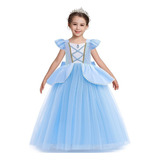 Vestido De Cenicienta Niña Princesa Elegante Azul Fiesta