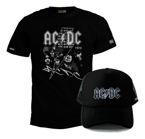 Pack Camiseta Más Gorra Ac Dc Acdc Banda Rock Metal 
