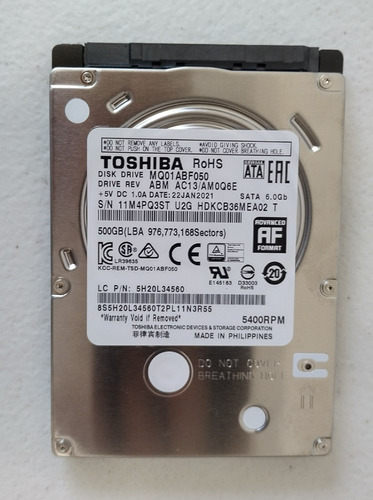 Disco Duro Toshiba Mq01abf050 500gb Laptops Lenovo S145-14as
