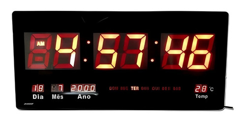 Relógio Digital Parede Led 46cm Alarme Calendário Termômetro